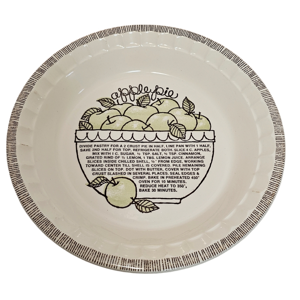 Vintage Jeannette China 11" Apple Pie Recipe Pie Dish Pie Plate